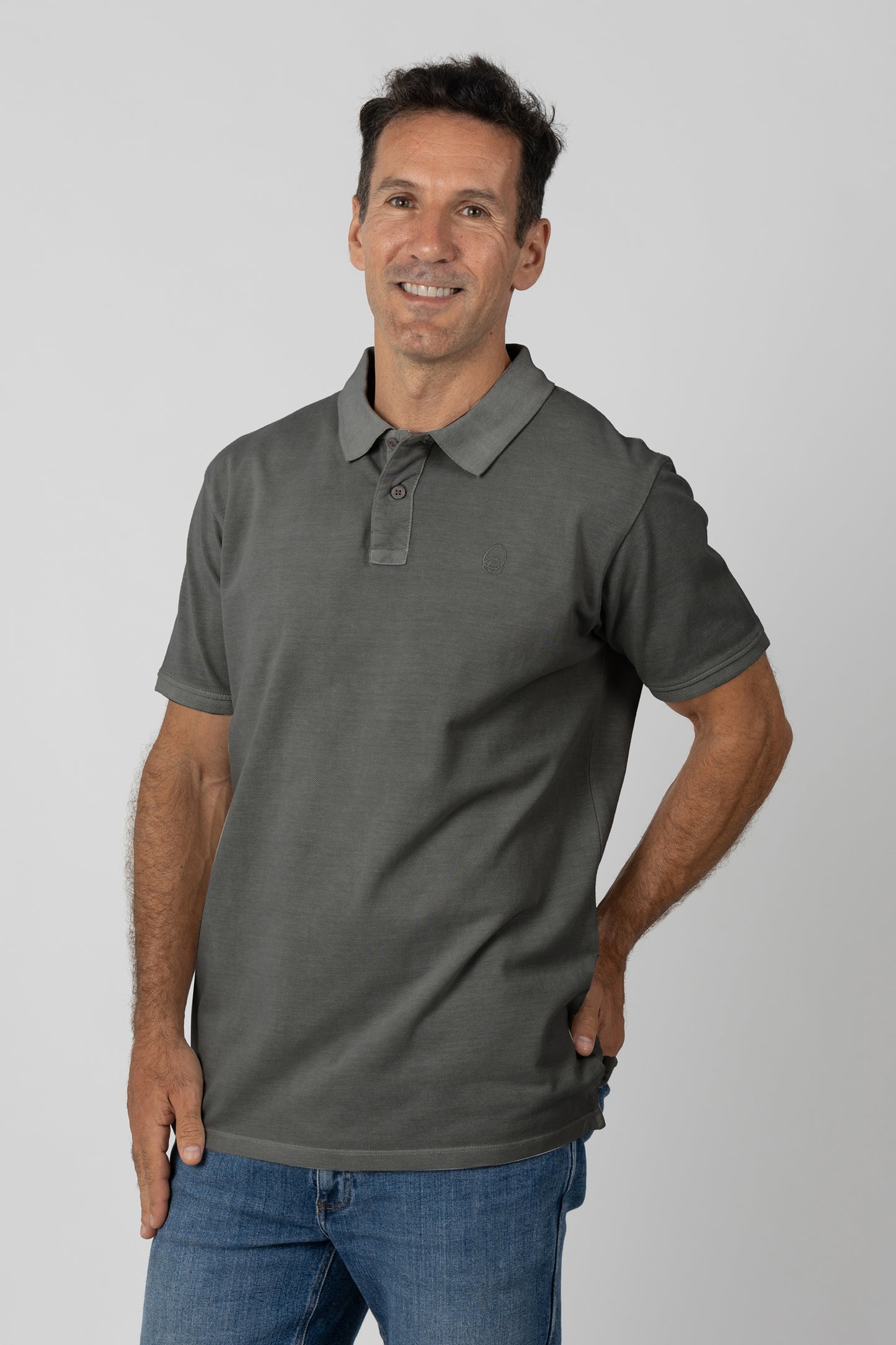 FUJI Polo M/C P/L Gris Medio Pig.