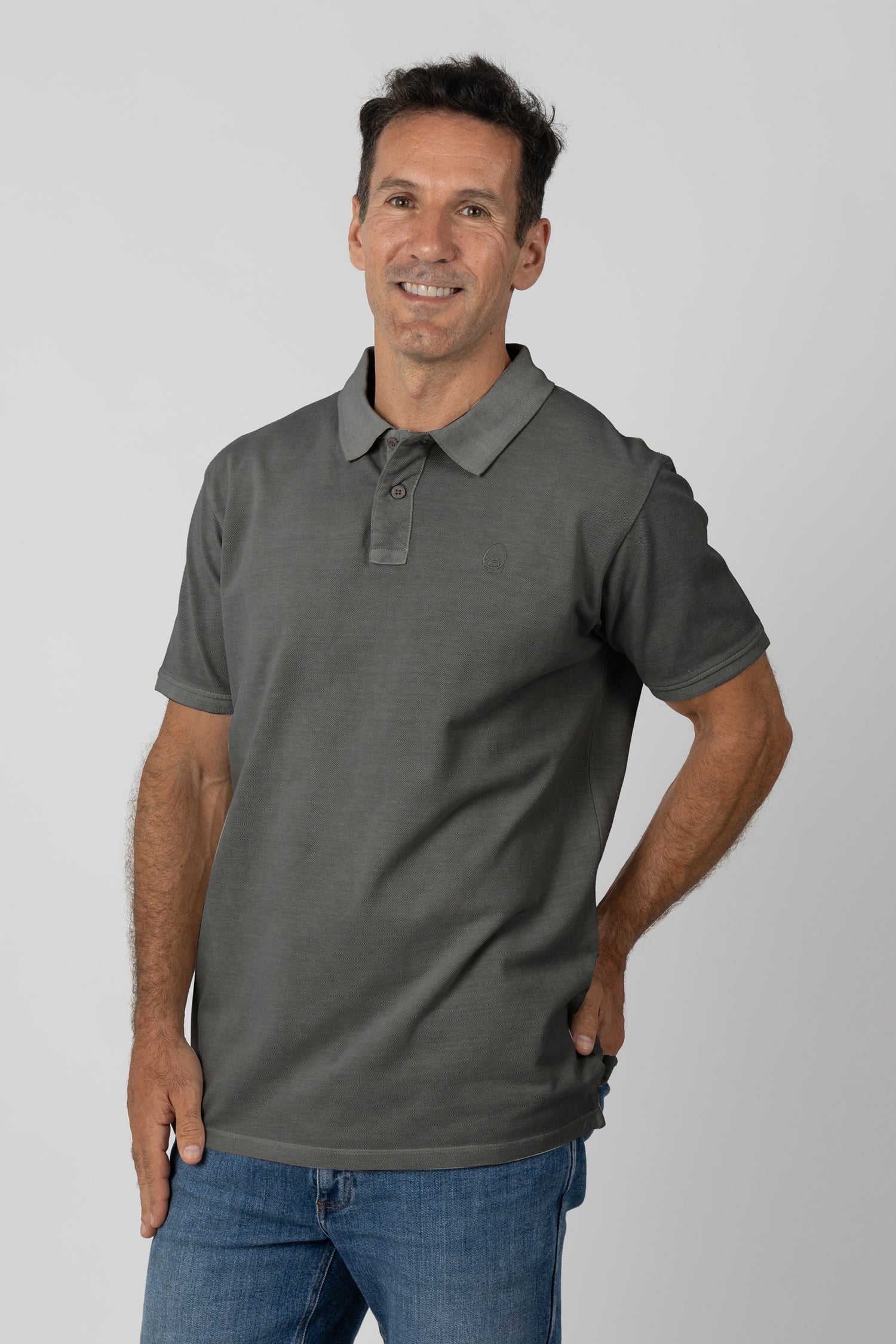 FUJI Polo M/C P/L Gris Medio Pig.