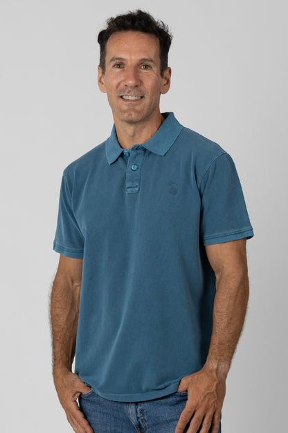 FUJI Polo M/C P/L Azul Egeo Pig.