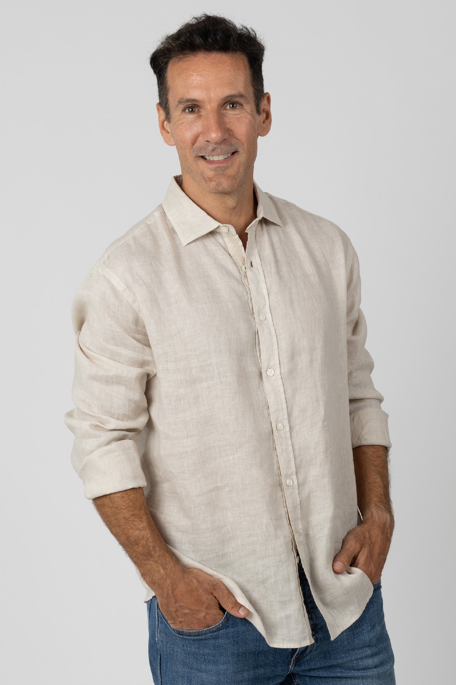 CAMISA LINO M/L Oyster