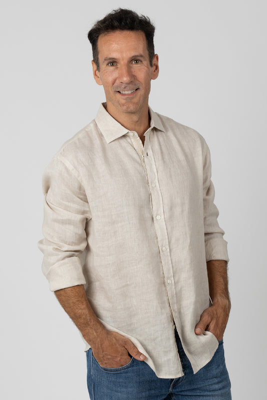 CAMISA LINO M/L Oyster